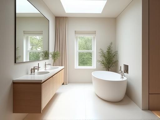 落ち着いた色合いのモダンなバスルーム