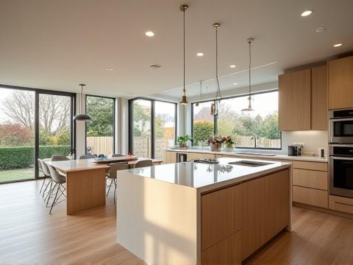 木目を活かした広々としたファミリーキッチン