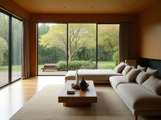 光あふれるモダンなリビングルームのデザイン